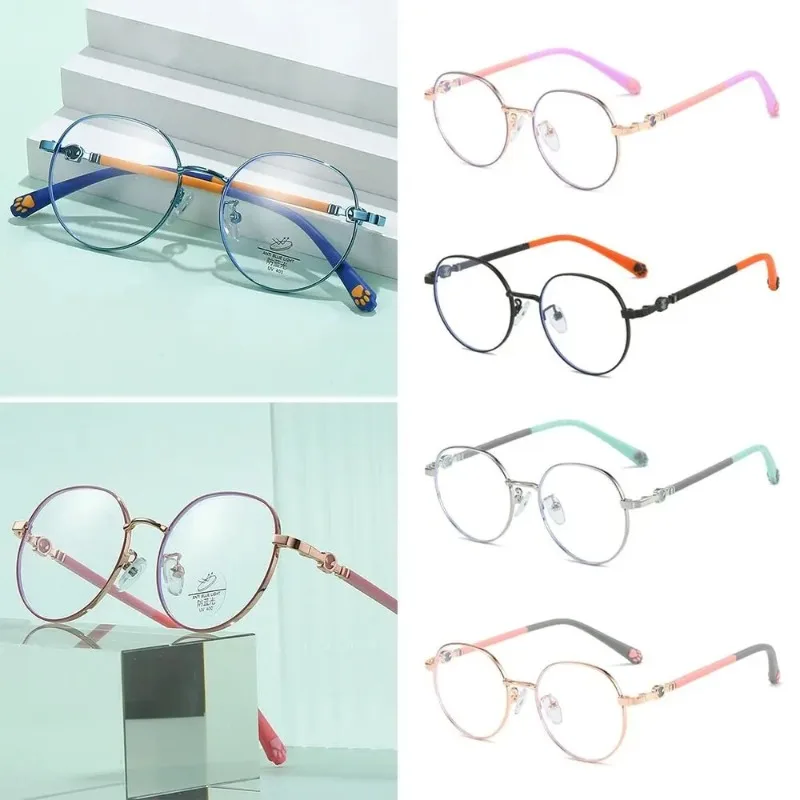 

Retro Round Kids Glasses Frames Ultralight Fashion Alloy Boys Girls Eyewear Optical Prescription Children Eyeglasses