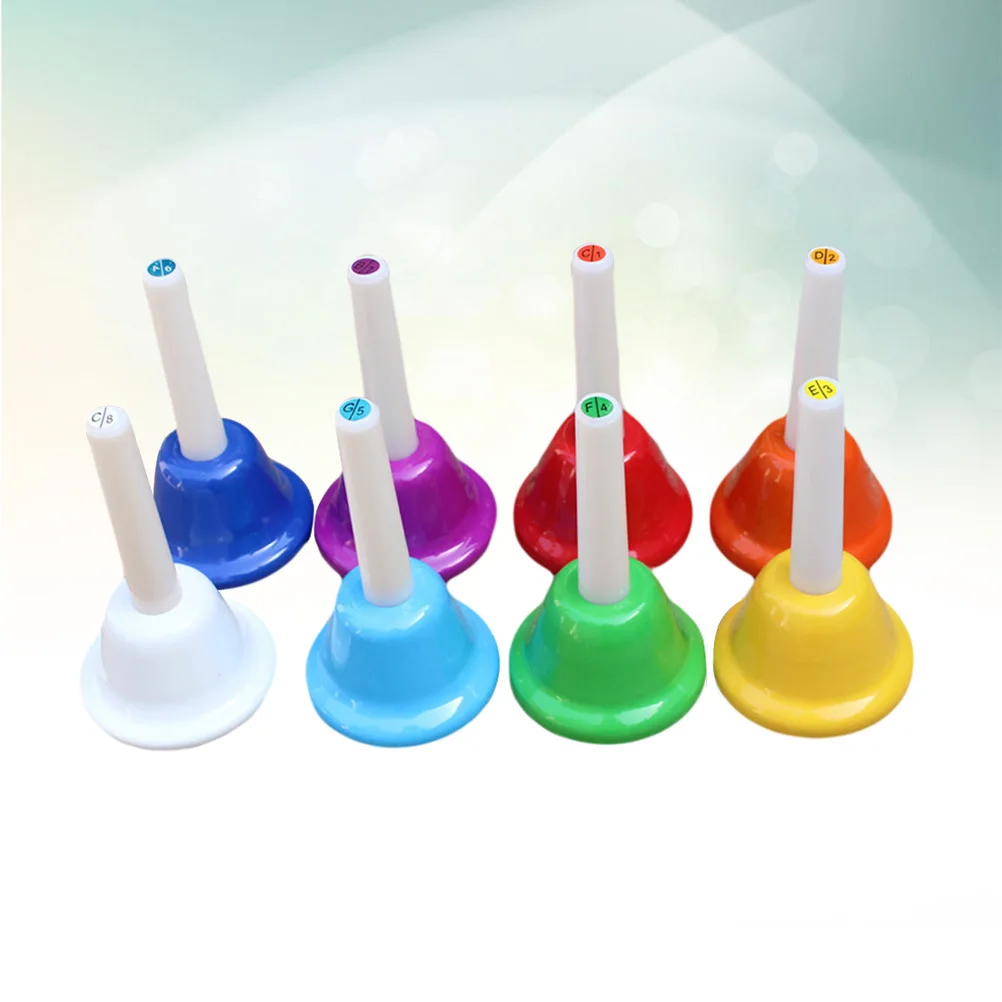 

8pcs Colorful Octave Handbells Metal Percussion Instrument For Kids Classroom School Music Teaching Aids Hand Bell Classroom