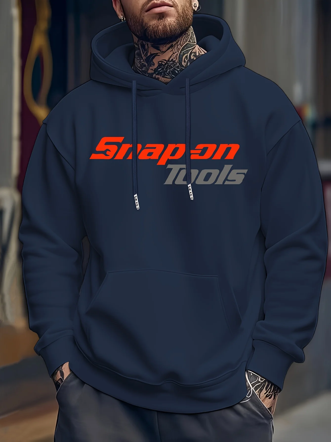 Sudadera con capucha casual para hombre con estampado llamativo "SNAP ON TOOLS" sudadera con capucha de estilo regular