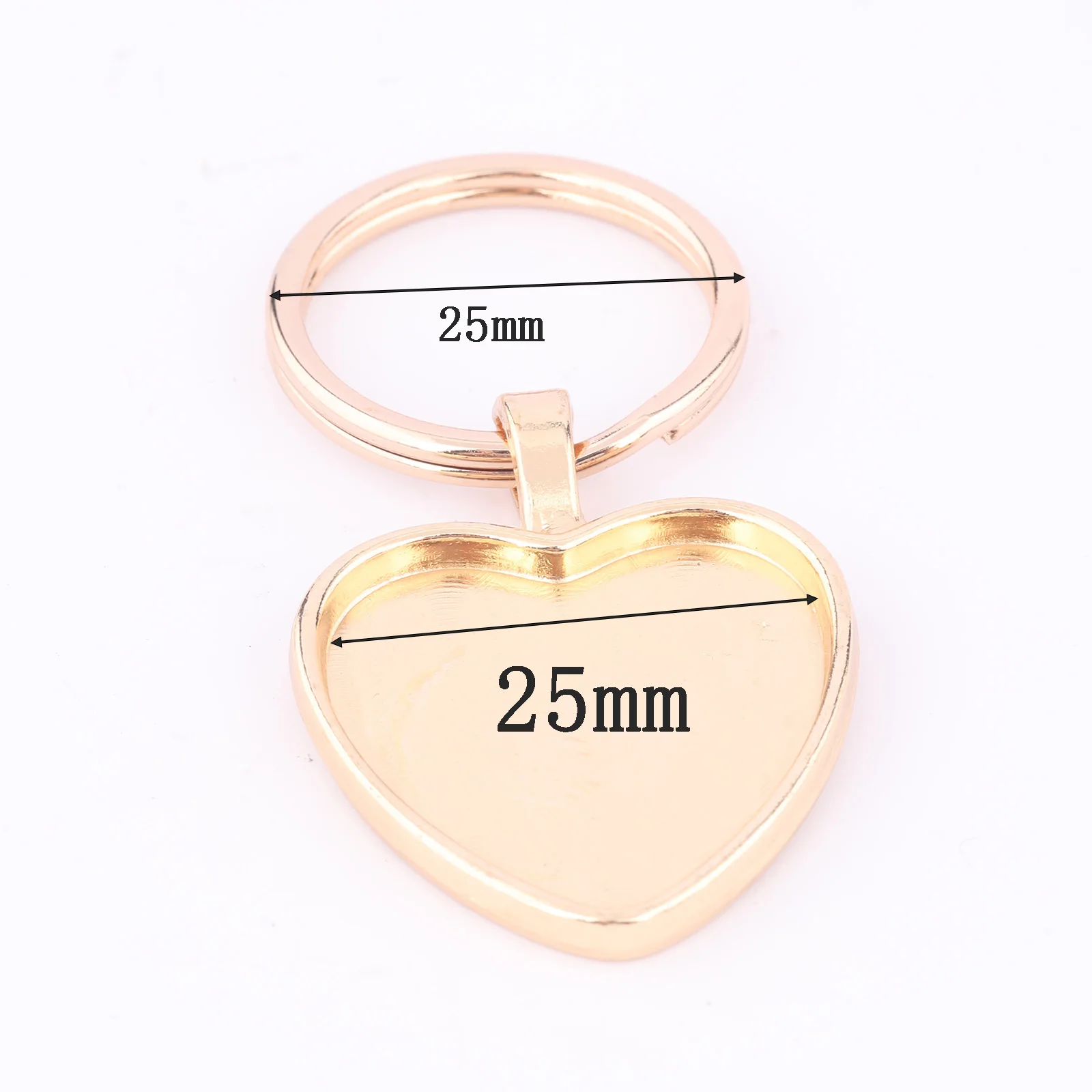 5pcs Kc Gold 25mm Heart Cabochon Keychain Base Setting Blanks Diy Metal Key Ring Accessories For Jewelry Making image 2