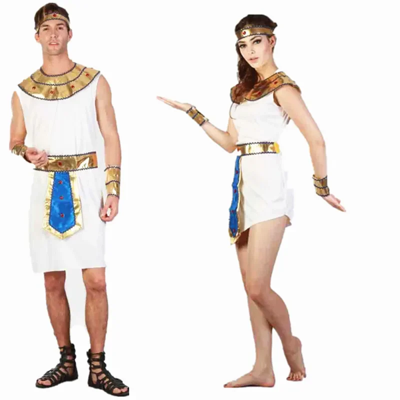 Adult Men Egyptian Cosplay Costume Prince Women Dress Couples Stage Performance Masquerade Party