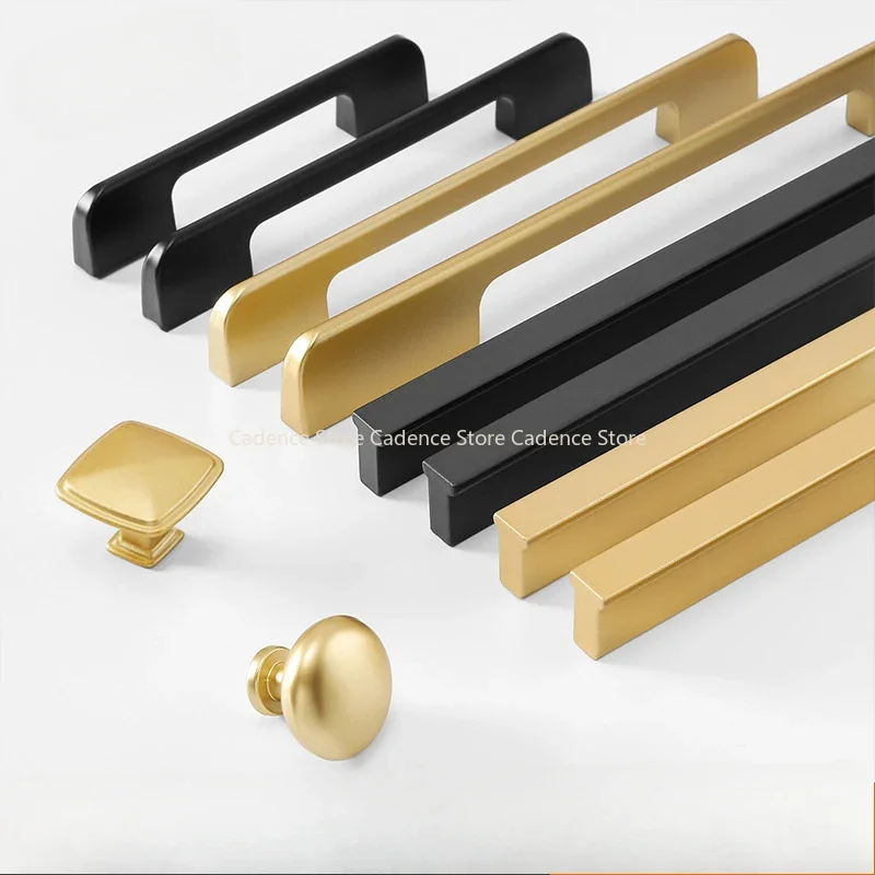 

2PC Black/gold Cabinet Handles Solid Aluminum Alloy American Style Kitchen Cupboard Pulls Drawer Knobs Furniture Handle Hardware