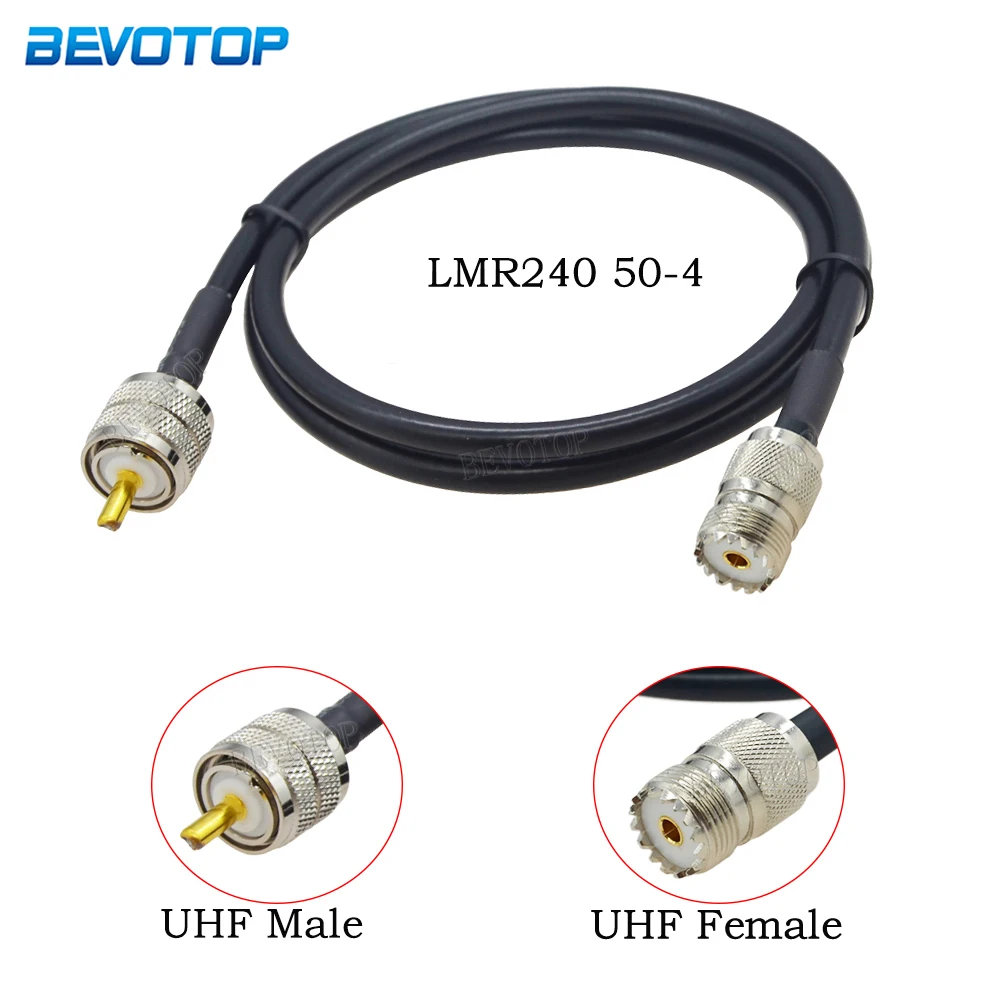 

PL259 UHF Male to SO239 UHF Female 50-4 LMR240 Coaxial Cable Jumper Cord for CB/UHF/VHF/Shortwave Radio Equipment and Antennas