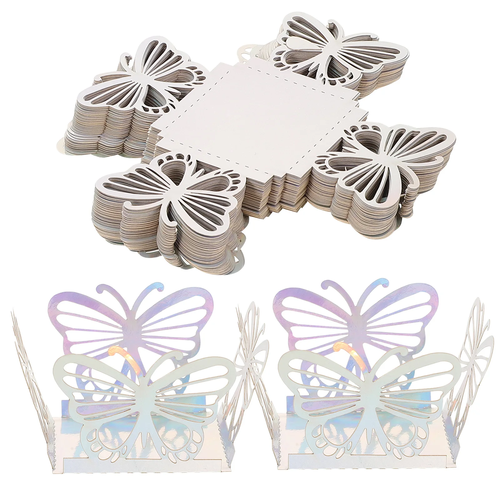 50pcs Hollow Butterfly Creative Candy Square ช็อกโกแลตบรรจุภัณฑ์งานแต่งงานของขวัญกล่องวันวาเลนไทน์ตกแต่ง Truffle Wrappers
