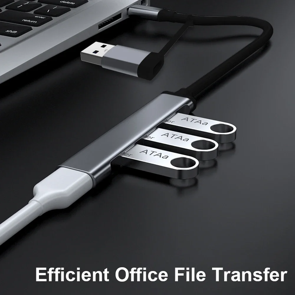 Aluminum 4 in 1 USB C Hub, USB 3.0 Extender with 3 X USB 2.0 and 1 USB C Port, USB Splitter Distributor