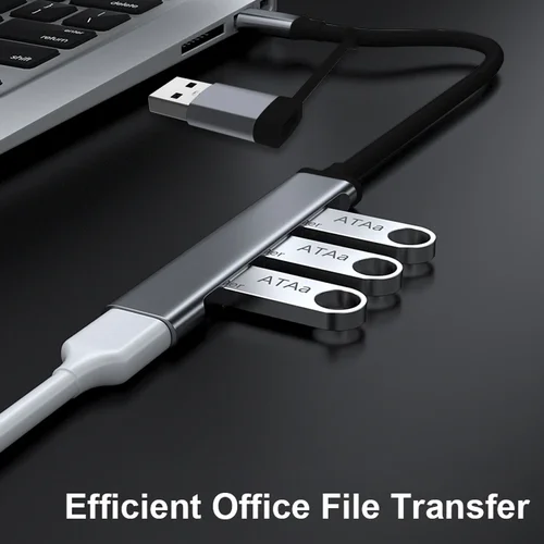 Imagen 2 del producto USB C Hub USB 3.0, extensor USB 4 en 1 de aluminio, divisor USB con USB 3.0, 3 puertos USB 2.0 y 1 USB C Distribuidor USB