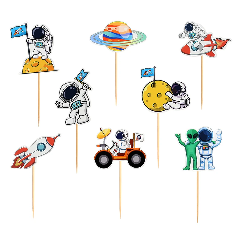 uniwersalna rakieta kosmiczna astronauta ciasto wystrój cupcake toppers planety obcy ciasto wykaszarki dzieci kosmiczny astronauta dekoracje na przyjęcie urodzinowe