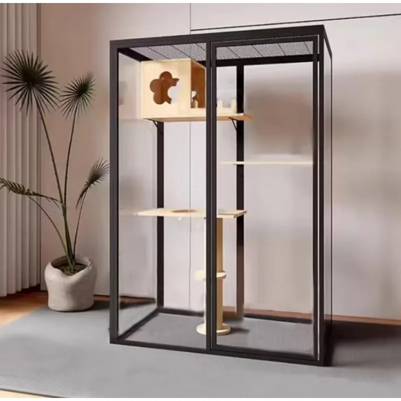 High Quality Premium Cat House Luxury Villa Design with Tempered Glass & Aluminum From Chinese Source Supplier for Pet Stores