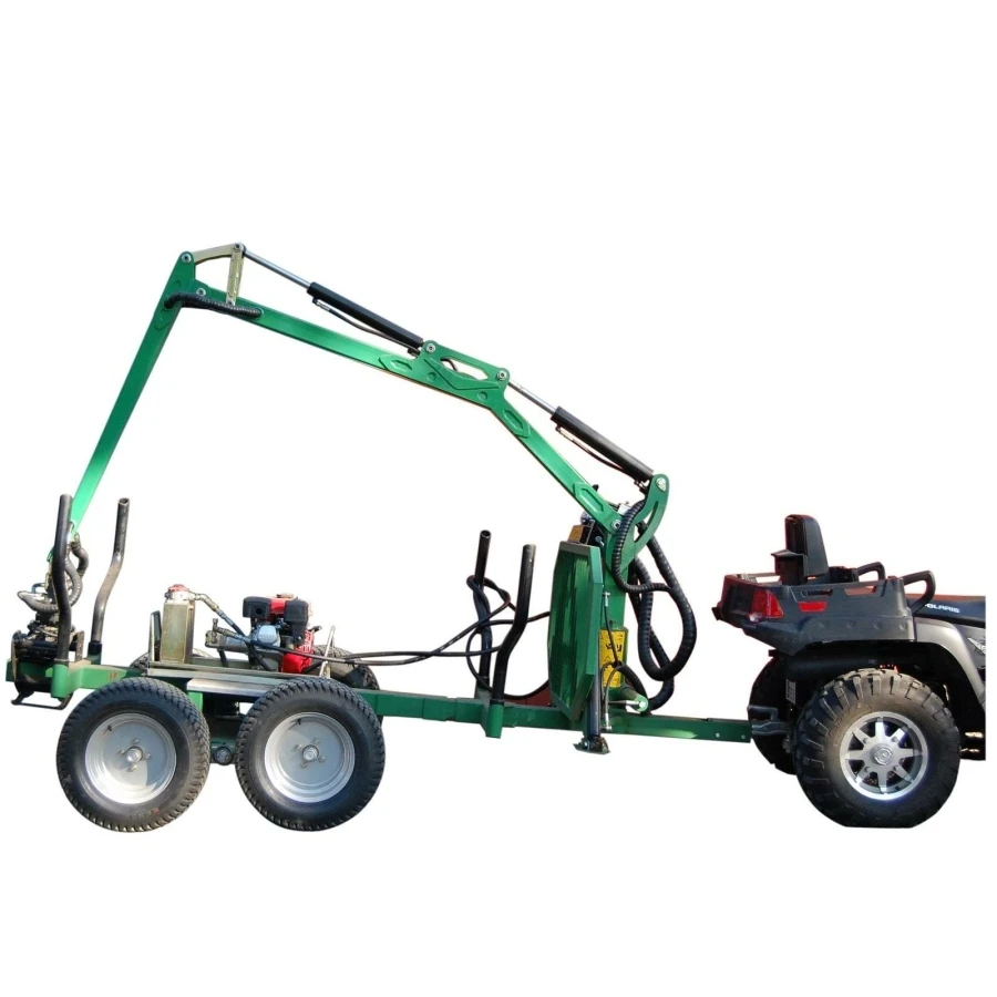 for^ Log Timber Trailer with Hydraulic Crane and Grapple Motor & Engine Powered 1.5 Ton Capacity Model TTC03T