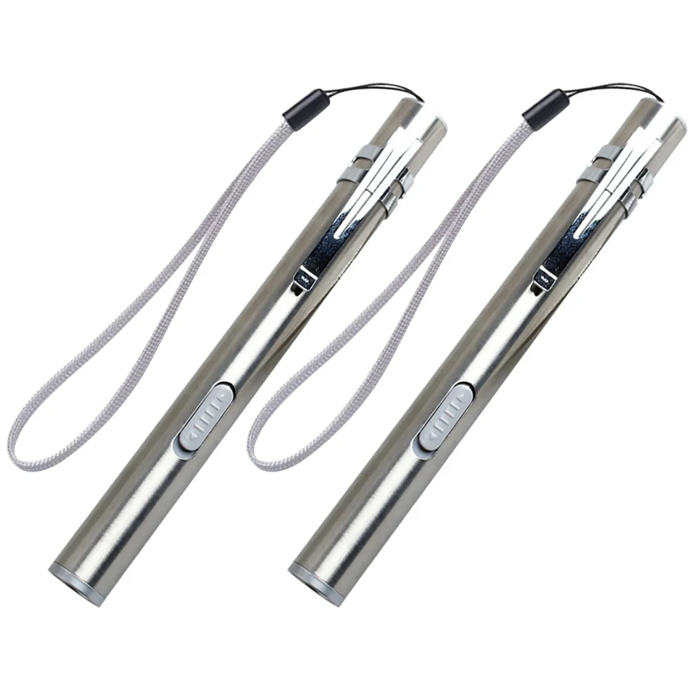 2Pcs USB Charging Medical Pen Light Stainless Steel Rechargeable Portable LED Inspection Medical for Nurse Doctor