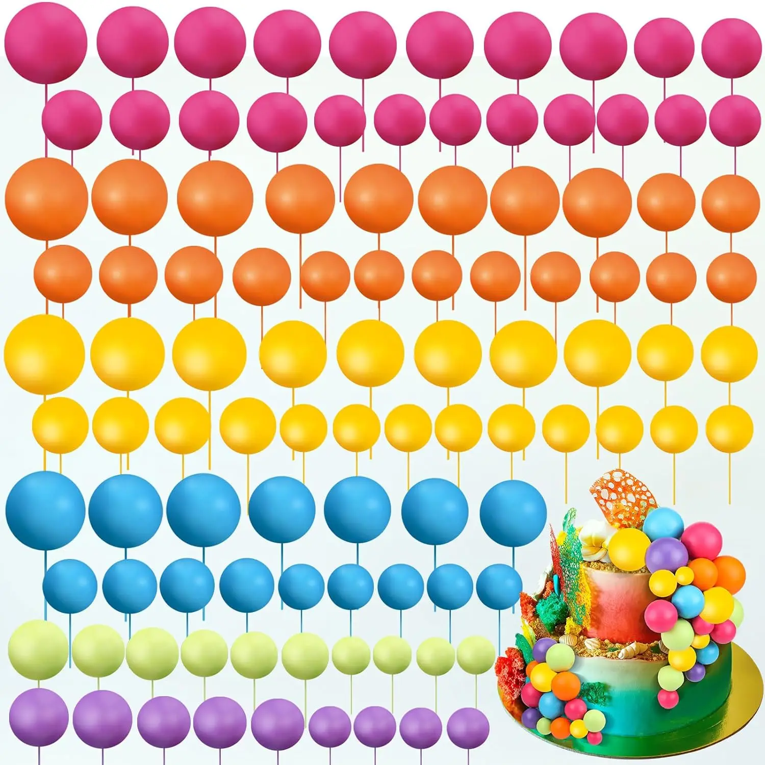 108-teilige Kugeln, Kuchendeckel, Luftballons, Cupcake-Topper, DIY-Luftballons, Cupcake-Topper für Hochzeit, Weihnachten, Jahrestag, Geburtstag – Detail 14