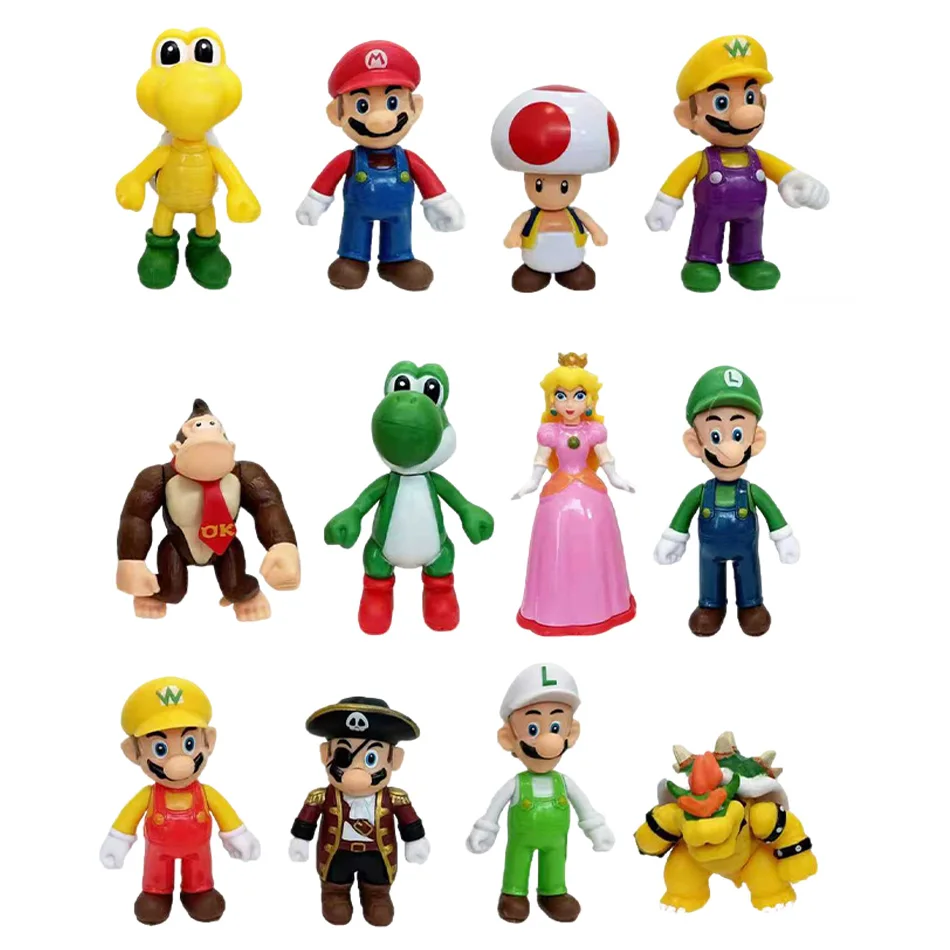 

Набор из 12 фигурок Super Mario Bros из ПВХ: Луиджи, Йоши, Донки Конг, Гриб — идеальный подарок на день рождения для детей (2026 год)