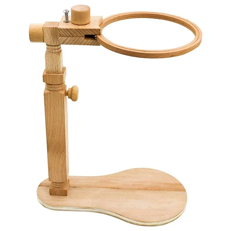 【Tools & Parts】 Embroidery Stand Rotated CrossStitch Stand Lap Beech Wood Embroidery Hoop Holder Hands Free Needlepoint Frame St