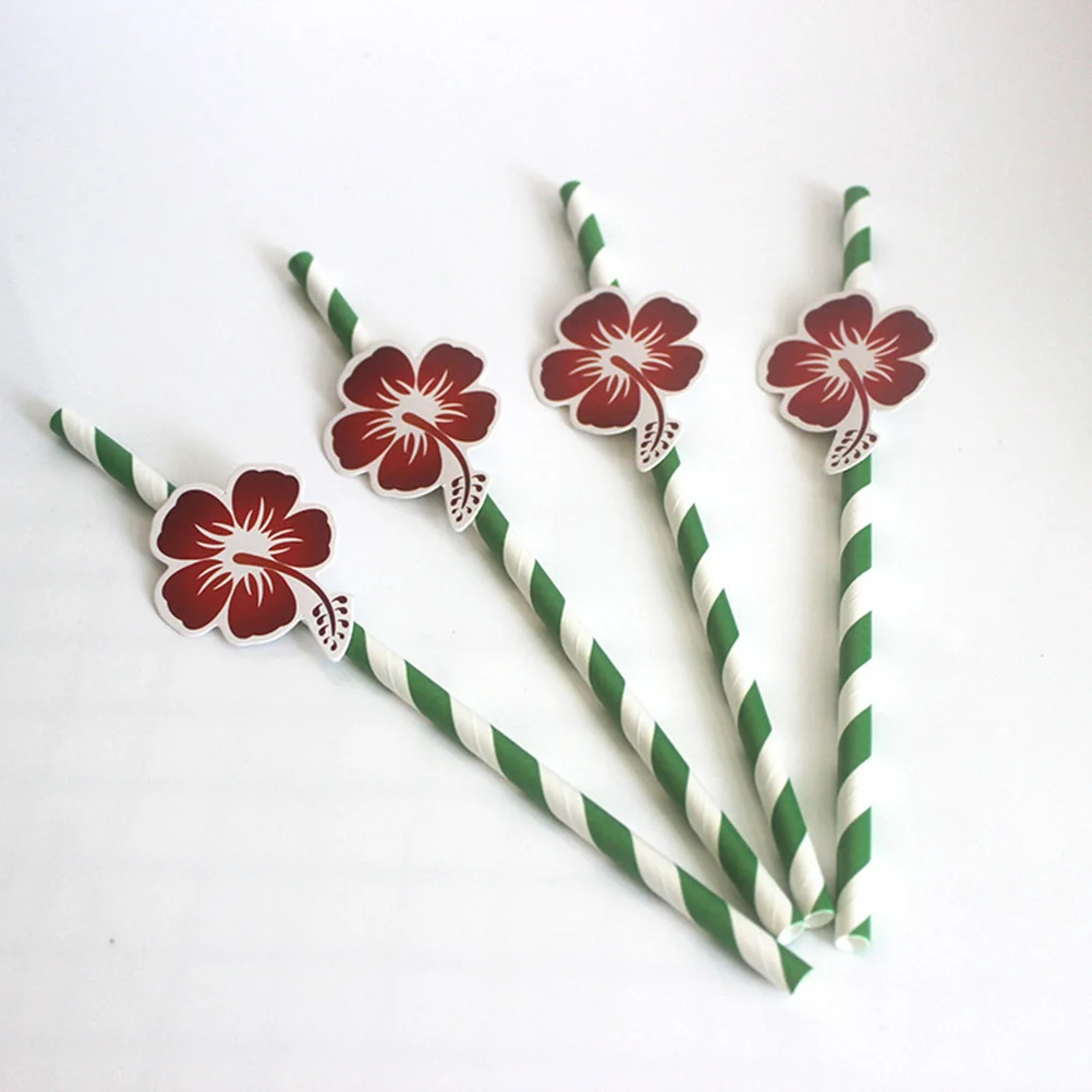 

50Pcs Party Paper Straws Hawaiian Style Premium Food Grade Eco Friendly Disposable Safe for Cocktails Smoothies Coffee Tea Luau