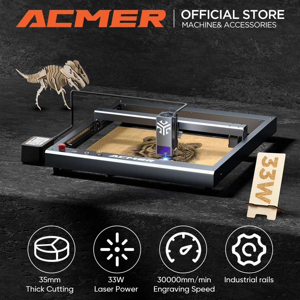ACMER P2 33W Laser Engraving Machine DIY Logo CNC Laser Engraver With 20W Laser Head Cutter Machine For Leather Wood Acrylic