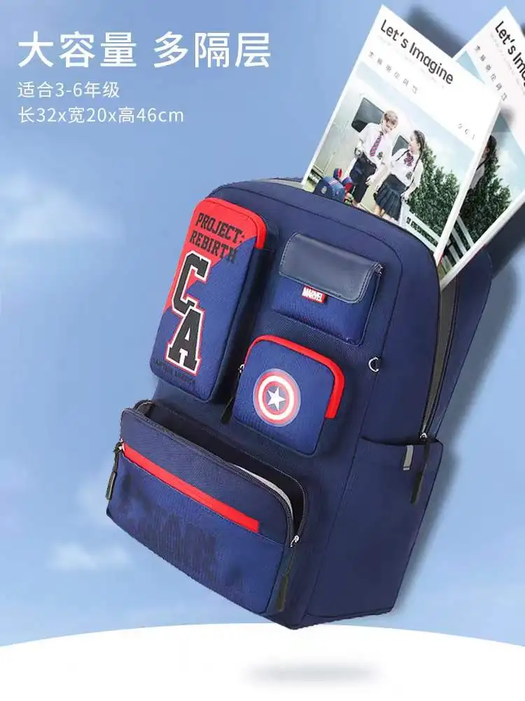 Borsa da scuola Disney per ragazzi grado 3-6 Spider Man Iron Man Captain America zaino ortopedico a spalla per studenti primari Mochila