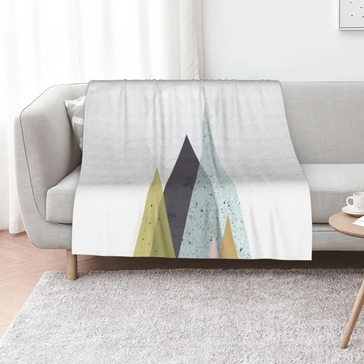 Mid-Century Scandinavian Mountains Throw Blanket Warm Accent Blanket for Living Room Decoration