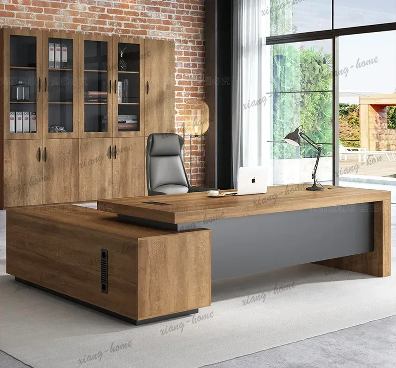 YJ Vintage Richly Office Desk Light Luxury Foreign Durable Office Desk Smooth High Freshly Office Furniture Meja Kantor XYOD