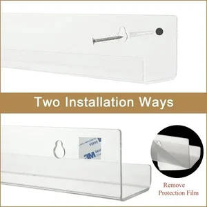 2 قطعة واضح الحائط الاكريليك عرض الوقوف الفينيل سجل حامل العائمة الجرف LP القرص ألبوم تخزين الرف أفضل 6 حامل سجل فينيل مبيعا - رقم 1