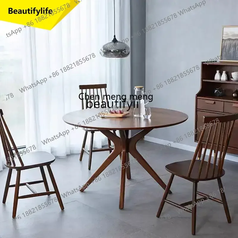 ss 8617 Nordic solid wood round dining table dining table modern simple retro designer talks casual round table