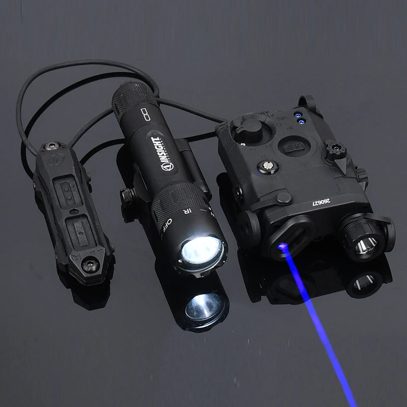 Wadsn-Tactical Laser Vermelho Verde com IR LED Lanterna, Base de dobramento, PEQ 15, 20mm, Caça Ferroviária, Airsoft Light, WMX200