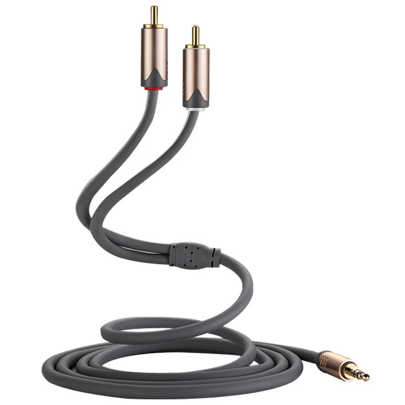 

HiFi 3.5mm Stereo to Dual RCA Male Y-Splitter Cable - Ideal for PC, Phones, Home Theaters & Audio Systems, Plug and Play
