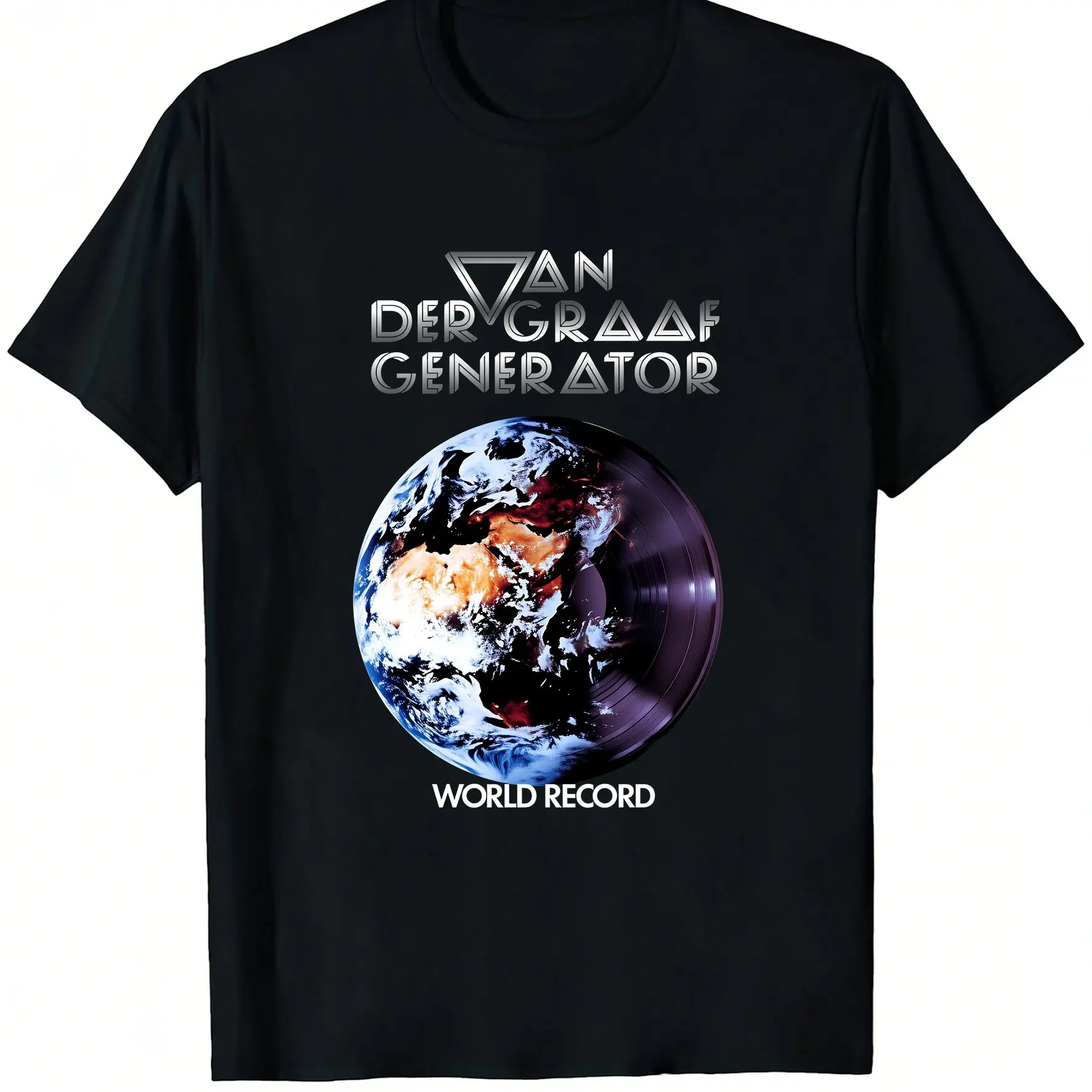 Camiseta Retro Van Der Graaf Generator Band de algodón negro 1PT447, Top cómodo y a la moda para ropa informal, versátil