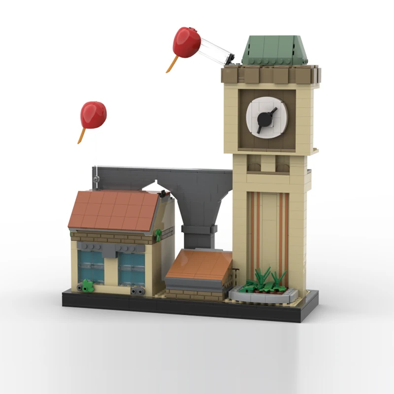 QWERTYPopular Game Model MOC Building Bricks Clock Tower Roof Level Scene Modular Technology Gifts Holiday Assemble Children Toy