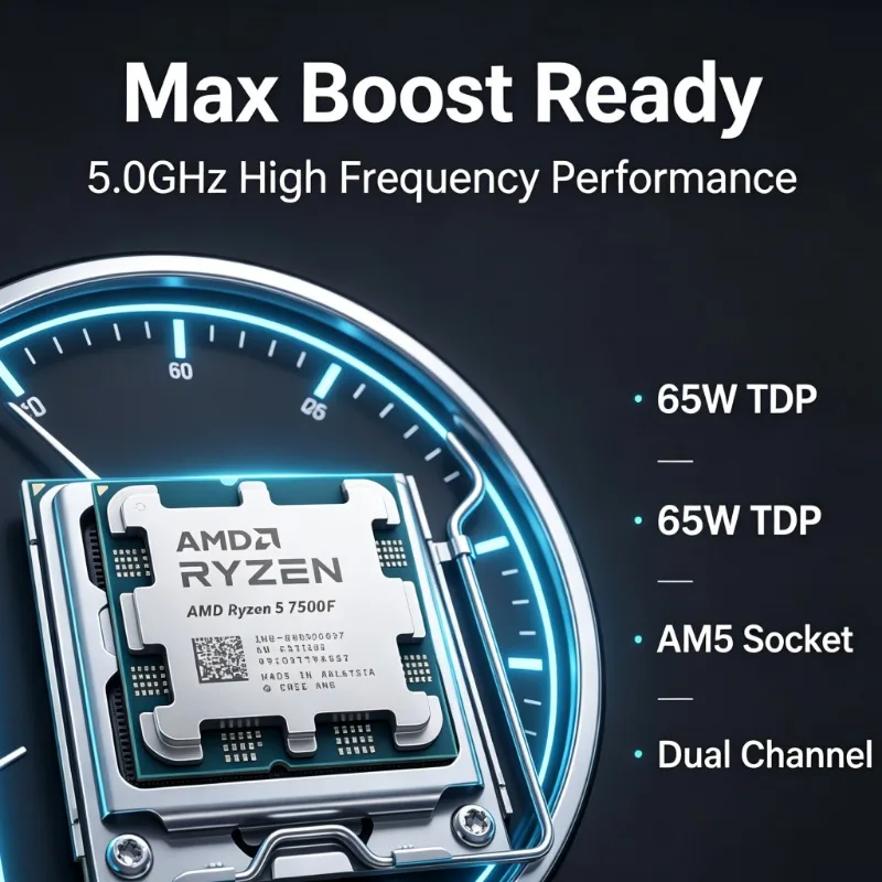Discrete Graphics Only CPU R5 7500F 5 Nanometer Chip 3.7GHz 32MB L3 Cache AM5 Desktop Gaming Chip