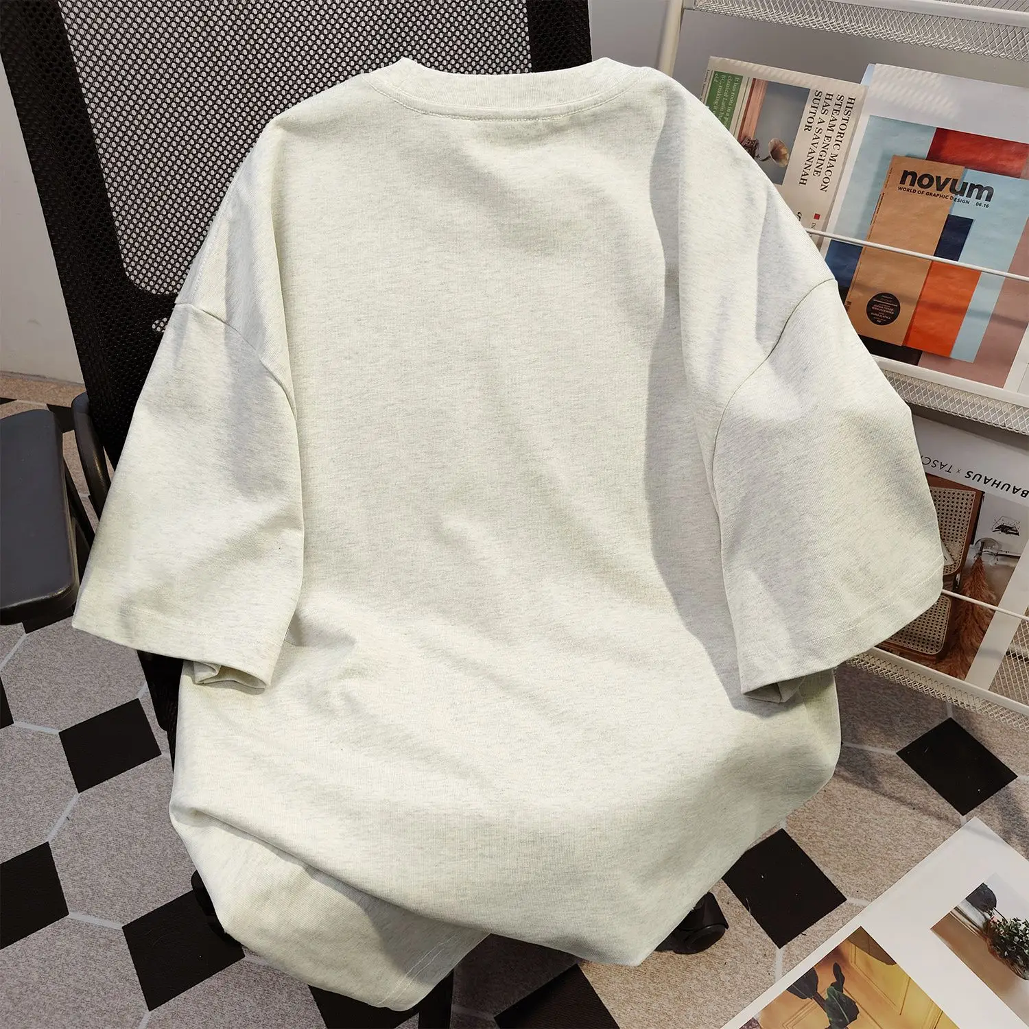 American Style Loose Fit Cotton T-Shirt 2024 New Short Sleeve Women's Fun Balloon Print Couple Heavy Top Casual Wear