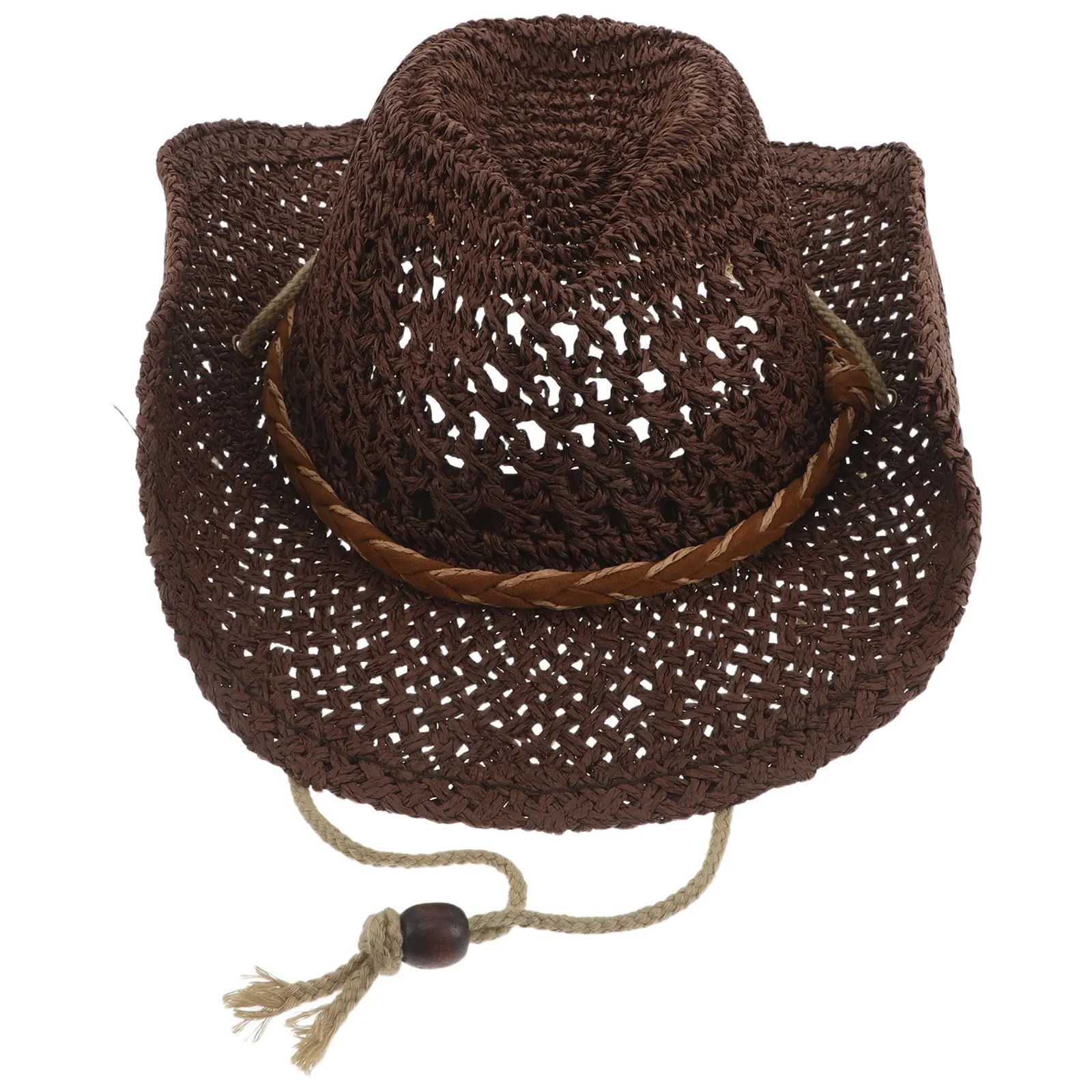 Children Cowgirl Sun Hat Lightweight Breathable Straw Beach Hat Wide Brim Uv Protection for Girls Boys Hiking Camping Vacation