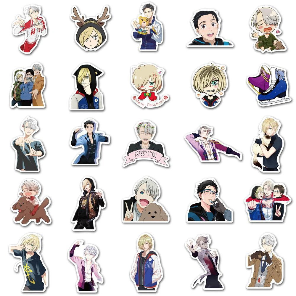 10/30/50pcs Yuri On Ice Anime Stickers Yuri Katsuki Victor Nikiforov Yuri Plisetsky Cartoon Sticker Suitcase Helmet Laptop Decal view 5