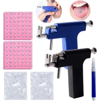 ערכת אקדח פירסינג מקצועית עם 98 יח 'נירוסטה אוזניים נירוסטה-אבטחה פירסינג