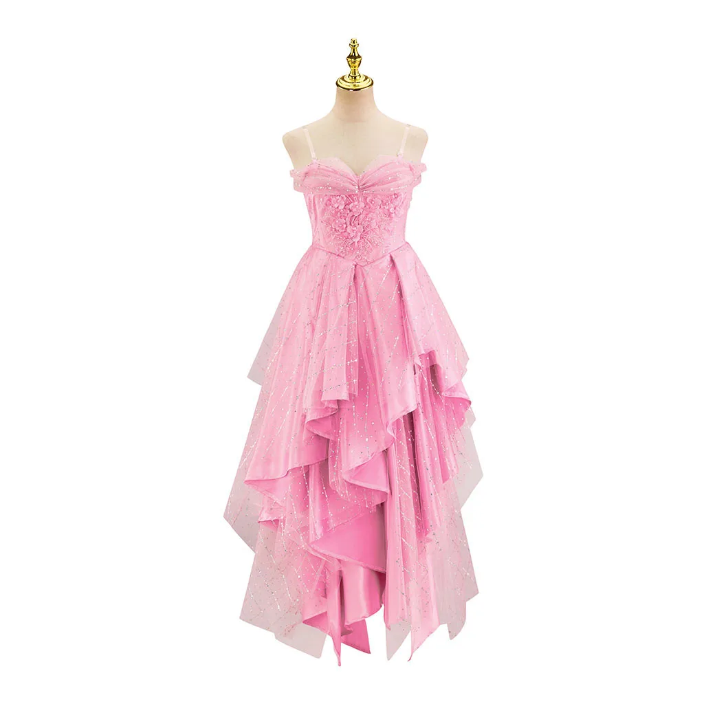 Wicked Glinda Cosplay Costume Disguise Women Pink Bubble Dress Glinda Gorgeous Elegant Evening Ball Gown Halloween Outfits