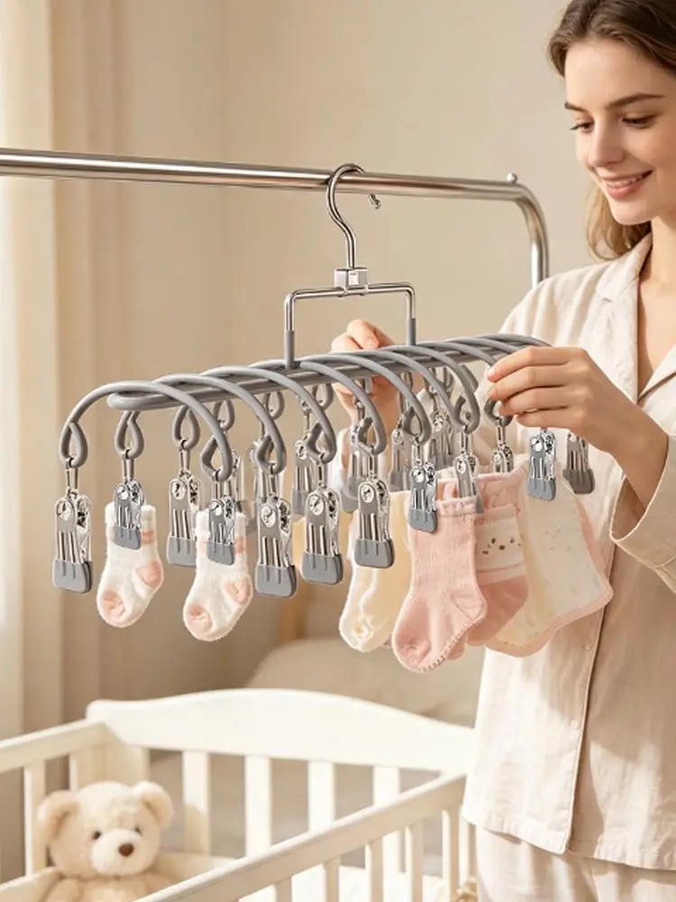 20 Clips Stainless Steel Clothes Drying Hanger Windproof Clothing Rack Clips Sock Laundry Airer Hanger Underwear Socks Holder