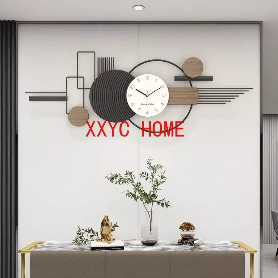 Living Room Decoration Hand Gift Unique Round Art Clock Pieces Wood Number Modern Black White Decor