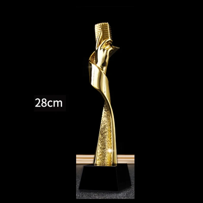 Trofeo de Resina Personalizado con Micrófono Electrochapado, Premio para Cantantes, Presentadores y Discursos, Decoración para el Hogar, Base de Cristal, 1 Pieza