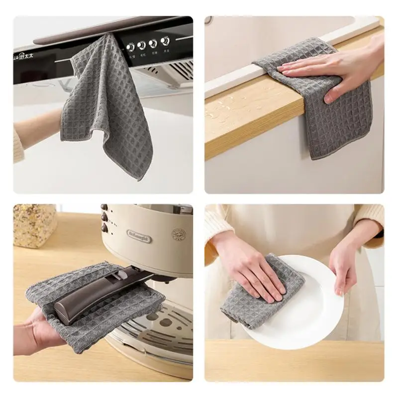 Cotton Towel Soft Absorbent Dishcloth Kitchen Dish Rags Honeycomb Breathable Face Wash Towel Household Cleaning Cloth Wash Cloth