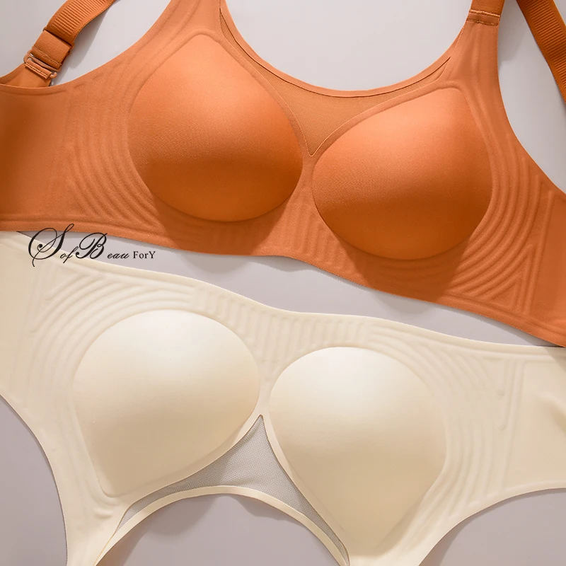 Nieuwe Plus Size Jelly Gom Full Cover Semi-Vaste Cup Kant Ondergoed Anti Glare Mesh Woman Bh Comfortabel Verzamelen