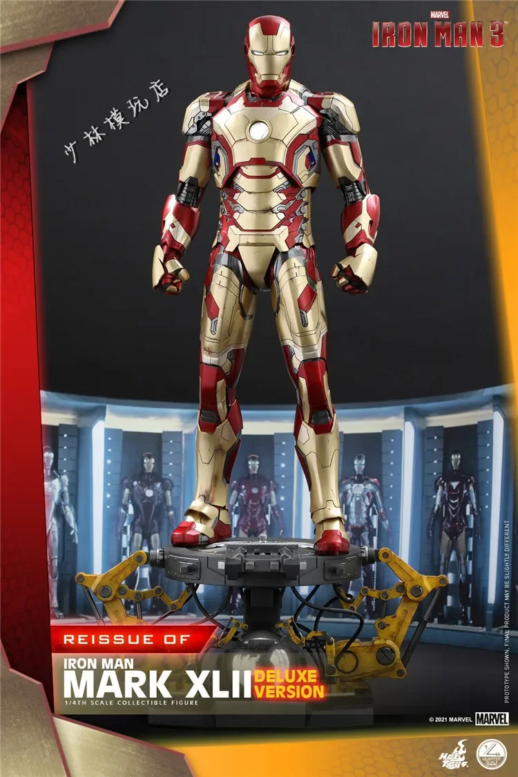 Original Hot Toys Iron Man Action Figure 1/4 Mk42 Anime Figuren Deluxe Edition Ht Qs008 Statue Mechanische Basis Sammeln Spielzeug Geschenke