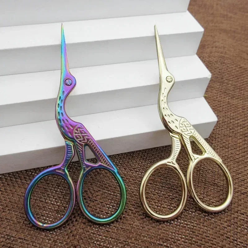 Embroidery Scissors Rainbow Stork Scissors Stainless Steel Small Craft Scissors Dressmaker Shears for Embroidery Sewing