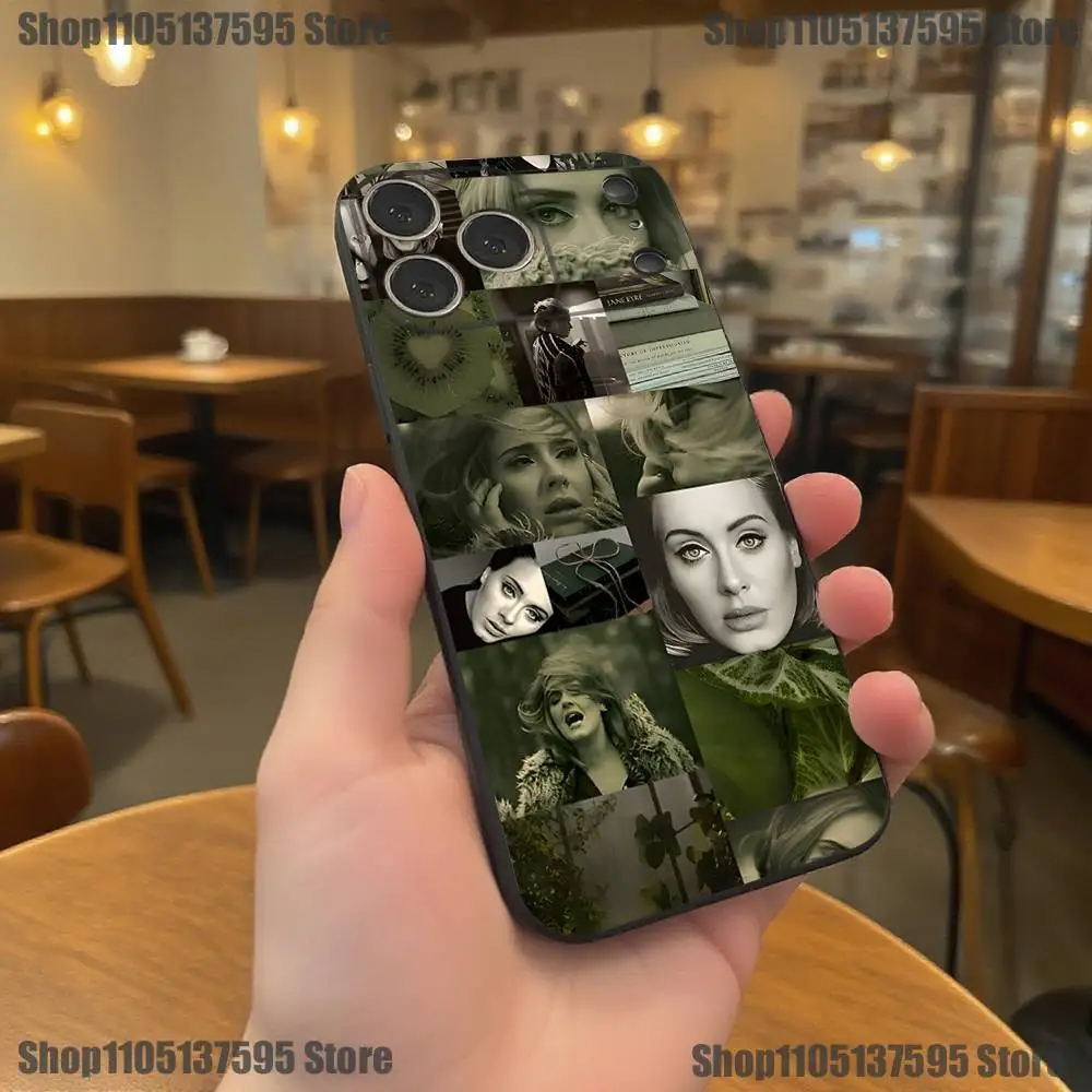 Casing Ponsel Singer A-Adele Untuk iPhone 17,16,15,14,13,12,11,Pro,XS,Max,XR,Plus,E,SE4,Mini Hitam Bahan Lembut