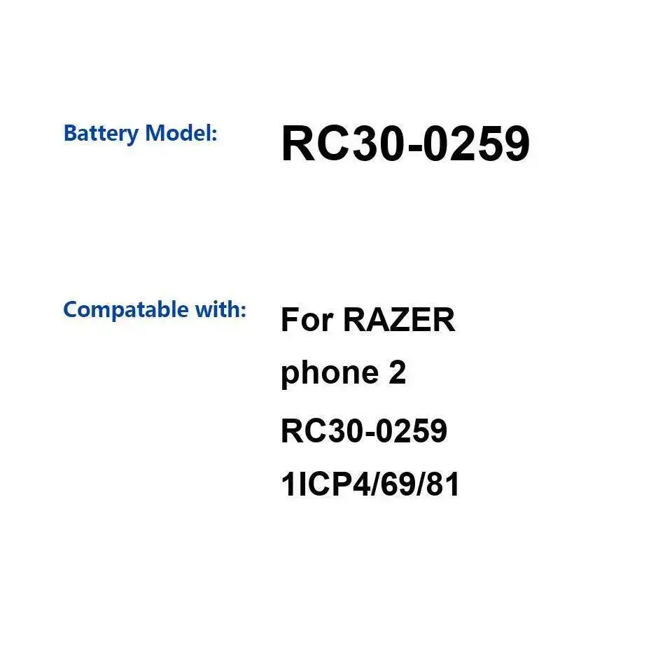 

4000Mah For Razer Phone 2 RC30-0259 1ICP4 69 81 Mobile Battery Reliable Power