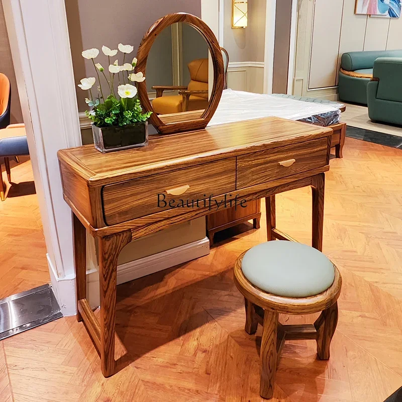 

yj32 New Chinese ebony dresser full solid wood simple bedroom makeup mirror
