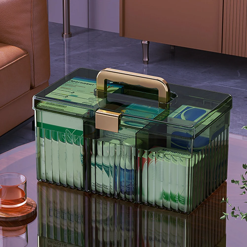 صندوق منظم أدوية محمول بسعة كبيرة، حقيبة تخزين بلاستيكية للإسعافات الأولية للسفر المنزلي والرياضة في حالات الطوارئ