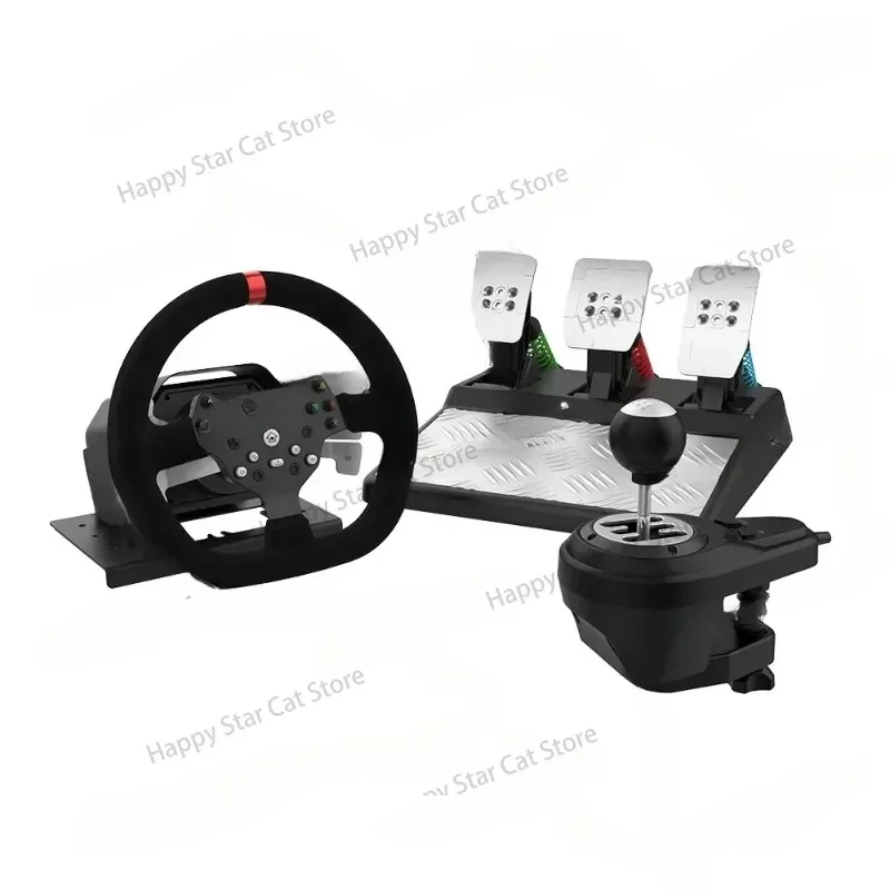 For V10 Force Feedback Racing Game Aiming Wheel 900 Degree Compatible with Pc/Xbox One/Ps4