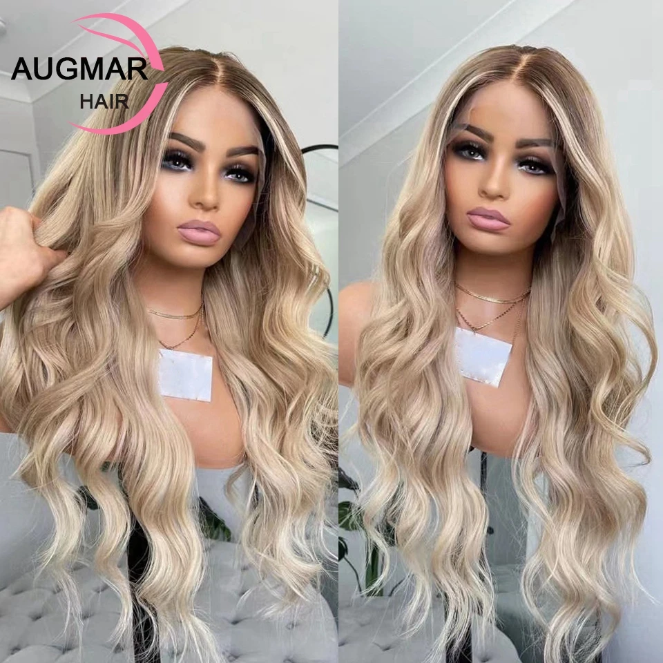 Ash Blonde Body Wave Lace Front Wig Preplucked 360 Lace Frontal Wig Brazilian Viigin 13x4 Lace Front Human Hair Wigs For Women