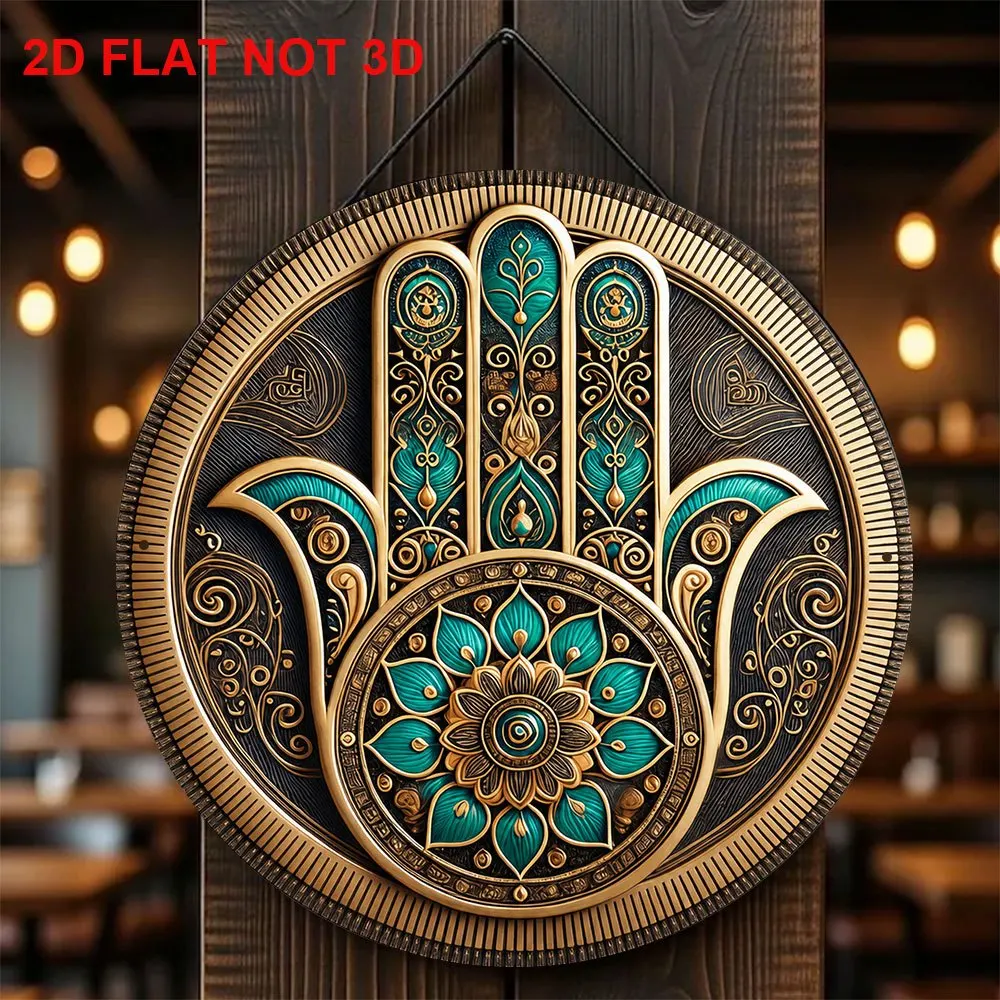 CIFBUY Vintage Hamsa Hand Aluminum Wall Art Waterproof Durable Living Room Office Room Decor