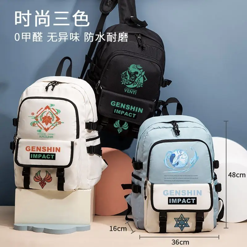 Anime Genshin Impact Zhongli Stylish Large Capacity Lightweight New Model For Elementary And Middle School Students Unisex Ver