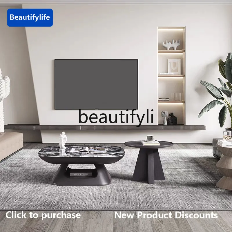 

CC Italian light luxury coffee table creative modeling coffee table living room marble coffee table